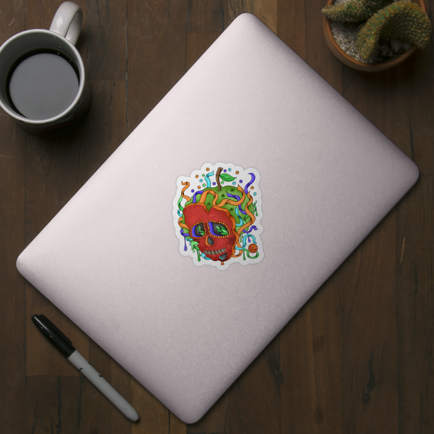 Poison Apple - Día De Los Muertos - Cute skull apple - Apple Lover by Scriptnbones